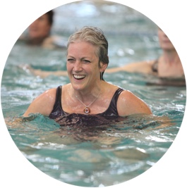 swimmers exercising in a pool